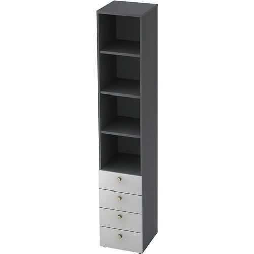 4032062159422 - eurokraft pro Kombi-Schrank 3 Fachböden 4 Schubladen graphit alusilber 4032062159422 - eurokraft pro Kombi-Schrank 3 Fachböden 4 Schubladen graphit alusilber