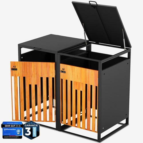 4262453160205 - ALL Premium Mülltonnenbox 2er – Abschließbar wetterfest & edle Holzoptik für Garten Hof & Straße beliebig erweiterbar legierter Stahl robust & langlebig 4262453160205 - ALL Premium Mülltonnenbox 2er – Abschließbar wetterfest & edle Holzoptik für Garten Hof & Straße beliebig erweiterbar legierter Stahl robust & langlebig