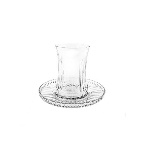 4255829524824 - Elegantes 12er-Set Teegläser mit Unterteller 170 ml - dezente