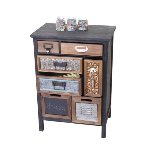 4057651168098 - Apotheker-Schrank MCW-A43 Kommode Tanne Holz massiv Vintage Patchwork 78x55x35cm 4057651168098 - Apotheker-Schrank MCW-A43 Kommode Tanne Holz massiv Vintage Patchwork 78x55x35cm