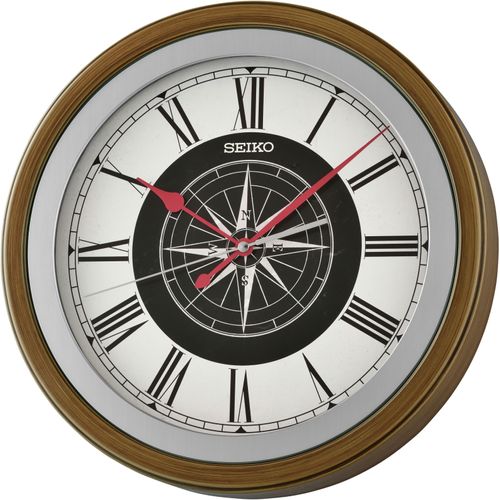 4517288700332 - Wanduhr SEIKO braun Wanduhren H 45cm Quarzuhr durchlaufende Sekunde Wohnzimmer Esszimmer Büro