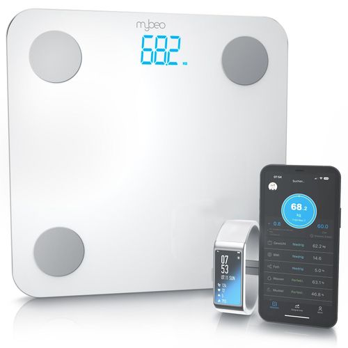 4061474005935 - MyBeo Körperfettwaage Digitale Bluetooth Körper-Analyse-Waage Diagnosewaage mit App-Steuerung weiß 4061474005935 - MyBeo Körperfettwaage Digitale Bluetooth Körper-Analyse-Waage Diagnosewaage mit App-Steuerung weiß