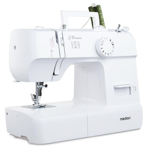 4061275230727 - MEDION Nähmaschine SM70 (MD 11179) 12 Stichmuster Rückwärtstaste 70 Watt Motorleistung weiß B345cm H27cm T145cm Nähmaschinen einstellbare Stichlänge 4 Schritte Knopfloch umfangreiches Zubehör