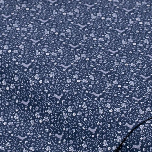 4058896374558 - Baumwoll-Trachtenstoff Hirsch & Blumen blau 4058896374558 - Baumwoll-Trachtenstoff Hirsch & Blumen blau