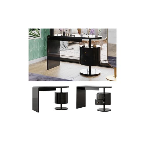 4066731451166 - Schminktisch Lara Schwarz Hochglanz 120 x 50 cm mit 2 Schubladen