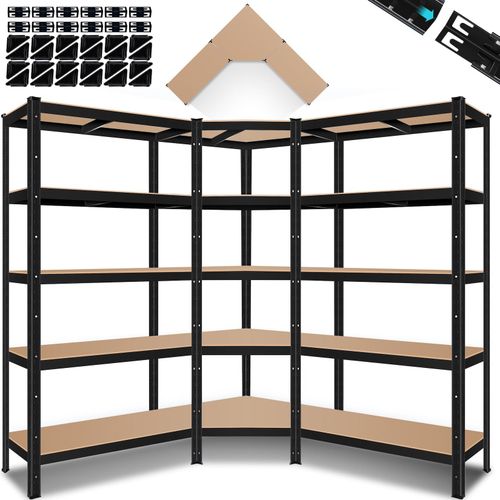 4260692716979 - MASKO® 3er Set Metall Regalsystem Lagerregal 1 Eckregal & 2 Lagerregale 15 Böden MDF-Platten Regal 2625 kg Werkstattregal Kellerrregal Garage Schwerlastregal Steckregal MDF-Platten 4260692716979 - MASKO® 3er Set Metall Regalsystem Lagerregal 1 Eckregal & 2 Lagerregale 15 Böden MDF-Platten Regal 2625 kg Werkstattregal Kellerrregal Garage Schwerlastregal Steckregal MDF-Platten