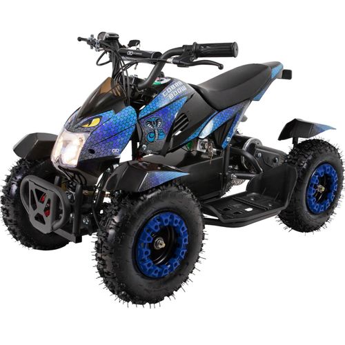 4056551250438 - Elektro-Kinderquad Cobra 800 Watt bis 30 km h ab 5 Jahren Federung 3x 12V-Akku Scheibenbremsen (Blau Schwarz) 4056551250438 - Elektro-Kinderquad Cobra 800 Watt bis 30 km h ab 5 Jahren Federung 3x 12V-Akku Scheibenbremsen (Blau Schwarz)