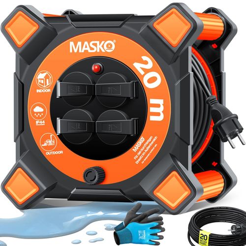 4255598361033 - MASKO® Kabeltrommel Verlängerungskabel mit Schutzkontaktsteckdosen & Wickelgriff Outdoor Kabelaufroller Thermoschutz Gerätetrommel IP44 1000W ~ 3000W inkl Tragegriff und Montagehandschuhe 4255598361033 - MASKO® Kabeltrommel Verlängerungskabel mit Schutzkontaktsteckdosen & Wickelgriff Outdoor Kabelaufroller Thermoschutz Gerätetrommel IP44 1000W ~ 3000W inkl Tragegriff und Montagehandschuhe