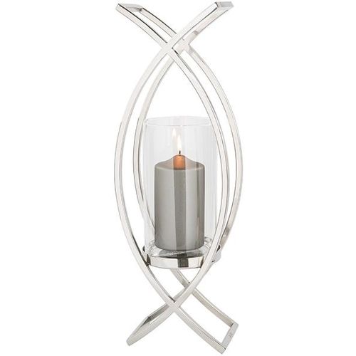 4042911596155 - Windlicht FINK MADDOX Weihnachtsdeko Kerzenhalter Gr B H T 19 cm x 54 cm x 135 cm silberfarben Windlichter Laternen Kerzenhalter aus Edelstahl und Glas Höhe ca 54 cm