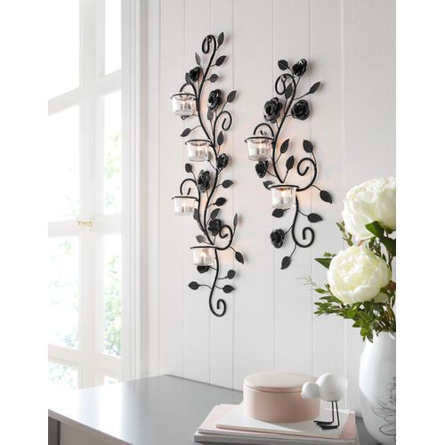 6930597936403 - Wandkerzenhalter HOME AFFAIRE Blumenranke schwarz schwarz (schwarz antik) Metall Glas Kerzenhalter Landhaus Metall Glas schwarz antik 6930597936403 - Wandkerzenhalter HOME AFFAIRE Blumenranke schwarz schwarz (schwarz antik) Metall Glas Kerzenhalter Landhaus Metall Glas schwarz antik