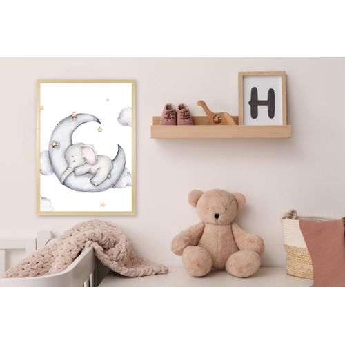 4067437120295 - Bild mit Rahmen QUEENCE Elefant auf Halbmond grau (farbe rahmen natur braun beige farbe bild(er) grau) B50cm H70cm T15cm Plexiglas Holz Bilder HD Premium Posterdruck mit Echtholzrahmen 4067437120295 - Bild mit Rahmen QUEENCE Elefant auf Halbmond grau (farbe rahmen natur braun beige farbe bild(er) grau) B50cm H70cm T15cm Plexiglas Holz Bilder HD Premium Posterdruck mit Echtholzrahmen