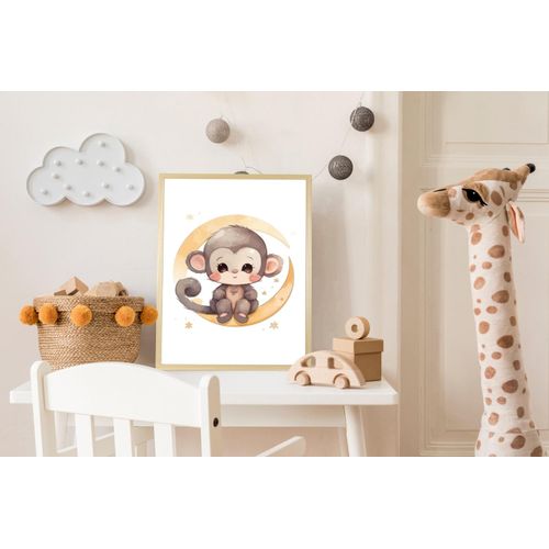 4067437120950 - Bild mit Rahmen QUEENCE Affe auf Halbmond braun (farbe rahmen natur braun beige farbe bild(er) braun) B50cm H70cm T15cm Plexiglas Holz Bilder HD Premium Posterdruck mit Echtholzrahmen 4067437120950 - Bild mit Rahmen QUEENCE Affe auf Halbmond braun (farbe rahmen natur braun beige farbe bild(er) braun) B50cm H70cm T15cm Plexiglas Holz Bilder HD Premium Posterdruck mit Echtholzrahmen