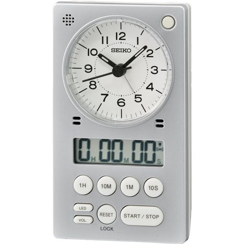 4517228838835 - Quarzwecker SEIKO QHE190S silber (silberfarben) Wecker Wecker Digitalwecker Beleuchtung Stoppfunktion Timer Schlafzimmer