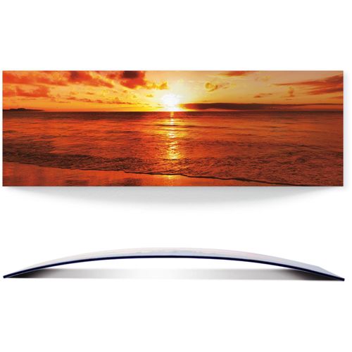 4055327064989 - Wandbild ARTLAND Schöner Sonnenuntergang Strand Bilder Gr B H 1104 cm x 554 cm Wandbild Gewässer 1 St orange Bild Metallbild Metallbilder Bilder 3D Optik gebogen