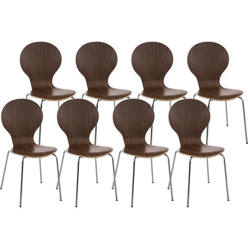 4251152636609 - 8 x Stapelstuhl Diego I Ergonomischer Konferenzstuhl Mit Holzsitz Und Metallgestell I Stapelbarer Stuhl Mit Pflegeleichter Sitzfläche