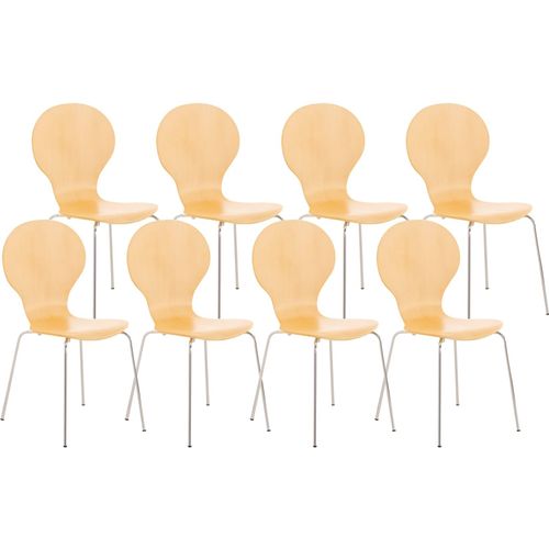4251152617172 - 8 x Stapelstuhl Diego I Ergonomischer Konferenzstuhl Mit Holzsitz Und Metallgestell I Stapelbarer Stuhl Mit Pflegeleichter Sitzfläche