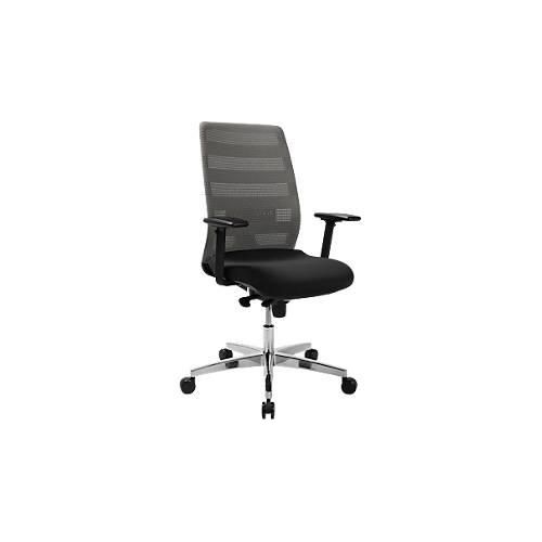 4067976999949 - Select Bürostuhl SSI Proline Edition 50 mit Armlehnen Synchronmechanik Bandscheibensitz Lordosenstütze Netzrückenlehne schwarz grau
