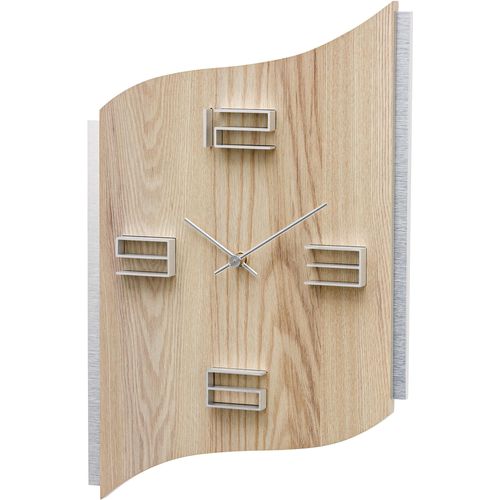 4037445157323 - Wanduhr AMS W9613 silber (sonomafarben silberfarben) Wanduhren B H L 27cm x 4cm x 40cm QuarzuhrHolzWohnzimmerEsszimmerKücheArbeitszimmerBüroFlur