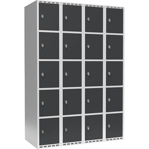 7042423059596 - 5er-Schließfachschrank Fydor 4 Abteile lichtgrau grau B 1200 mm 4 Abteile flache Dachform Vorhängeschloss 7042423059596 - 5er-Schließfachschrank Fydor 4 Abteile lichtgrau grau B 1200 mm 4 Abteile flache Dachform Vorhängeschloss