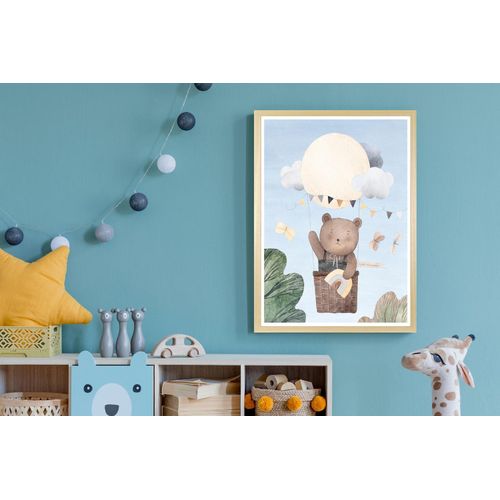 4067437120714 - Bild mit Rahmen QUEENCE Bär im Heißluftballon braun (farbe rahmen natur braun beige farbe bild(er) braun) B50cm H70cm T15cm Plexiglas Holz Bilder HD Premium Posterdruck mit Echtholzrahmen 4067437120714 - Bild mit Rahmen QUEENCE Bär im Heißluftballon braun (farbe rahmen natur braun beige farbe bild(er) braun) B50cm H70cm T15cm Plexiglas Holz Bilder HD Premium Posterdruck mit Echtholzrahmen