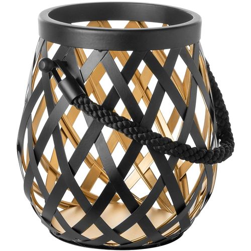 4042911470509 - Kerzenlaterne FINK OTIS schwarz H24cm Ø22cm Edelstahl Glas Kerzenhalter Windlicht schwarz pulverbeschichtet innen goldfarben mit Glas 4042911470509 - Kerzenlaterne FINK OTIS schwarz H24cm Ø22cm Edelstahl Glas Kerzenhalter Windlicht schwarz pulverbeschichtet innen goldfarben mit Glas