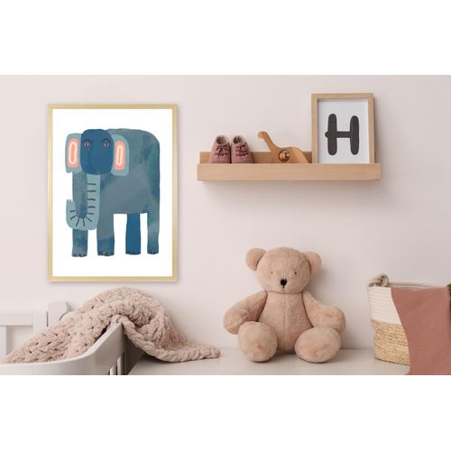 4067437120509 - Bild mit Rahmen QUEENCE Blauer Elefant blau (farbe rahmen natur braun beige farbe bild(er) blau) B50cm H70cm T15cm Plexiglas Holz Bilder HD Premium Posterdruck mit Echtholzrahmen 4067437120509 - Bild mit Rahmen QUEENCE Blauer Elefant blau (farbe rahmen natur braun beige farbe bild(er) blau) B50cm H70cm T15cm Plexiglas Holz Bilder HD Premium Posterdruck mit Echtholzrahmen