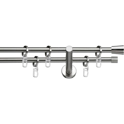 4042627047729 - Gardinenstange INDEKO Granada Gr 3 silber (edelstahlfarben silberfarben) L200cm Ø12mm Stahl Gardinenstangen Komplett-Set inkl Ringen und Montagematerial 4042627047729 - Gardinenstange INDEKO Granada Gr 3 silber (edelstahlfarben silberfarben) L200cm Ø12mm Stahl Gardinenstangen Komplett-Set inkl Ringen und Montagematerial