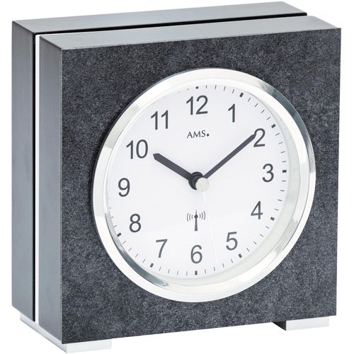 4037445156371 - Funktischuhr AMS F5152 silber (schwarz silberfarben) Tischuhren Wohnzimmer Esszimmer Made in Germany 4037445156371 - Funktischuhr AMS F5152 silber (schwarz silberfarben) Tischuhren Wohnzimmer Esszimmer Made in Germany