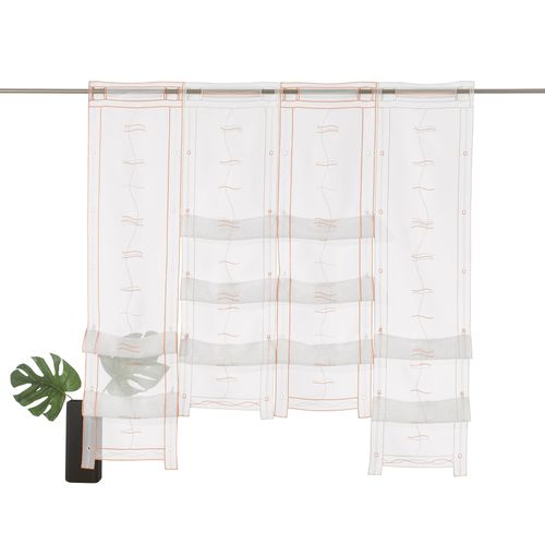 4005385821888 - Scheibengardine WECKBRODT Selina Gardinen Gr 120 cm Stangendurchzug 73 cm orange (terra champagner) Scheibengardinen transparent Gardine Hochraff Gardine Voile Stickerei bestickt transparent Raffung