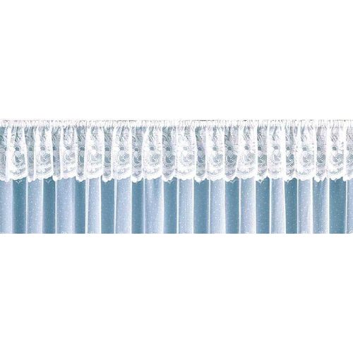 4005385825183 - Querbehang WECKBRODT Flensburg Gr 3 weiß B360cm H28cm Jacquard Polyester Gardinen Gardine Jacquard strukturierte Oberfläche floral geblümt gebogt
