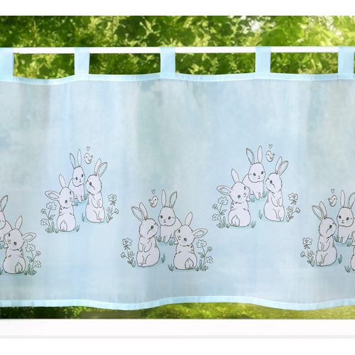 4005385833881 - Scheibengardine WECKBRODT Linus Gardinen Gr 45 cm Schlaufen 120 cm blau (hellblau) Scheibengardinen halbtransparent