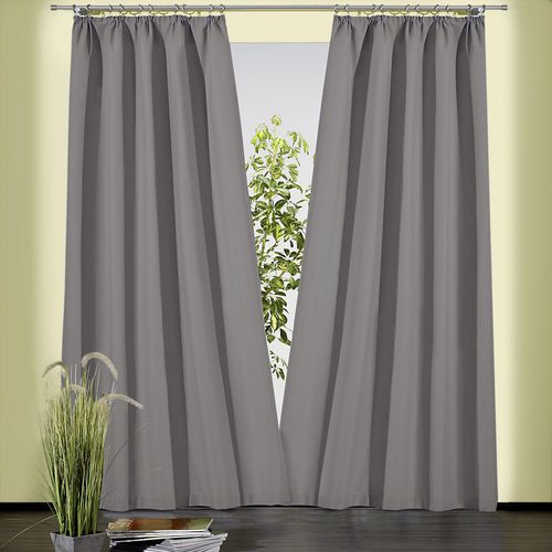4005385827606 - Vorhang WECKBRODT Sento Gr 3 grau Gardinen 230cm Kräuselband 135cm Polyester Baumwolle Gardine blickdicht Baumwolle matte Struktur unifarben B135cm H230cm