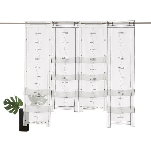 4005385821840 - Scheibengardine WECKBRODT Selina Gardinen Gr 120 cm Stangendurchzug 73 cm schwarz (schwarz champagner) Scheibengardinen transparent Gardine Hochraff Gardine Voile Stickerei bestickt transparent Raffung