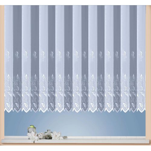 4005385825770 - Gardine WECKBRODT Brüssel Gardinen Gr 145 cm Kräuselband 300 cm weiß Gardinenstore Landhaus Gardinen Store echte Stickerei Voile halbtransparent Bordüre Kante gebogt