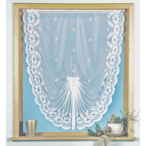 4005385825206 - Scheibengardine WECKBRODT Flensburg Gardinen Gr 75 cm Kräuselband 52 cm weiß Scheibengardinen halbtransparent Gardine