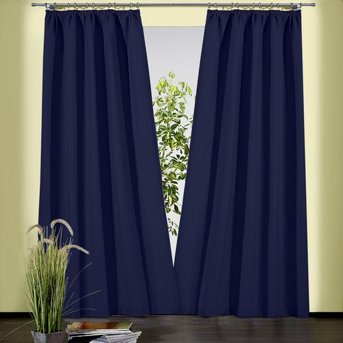 4005385822182 - Vorhang WECKBRODT Sento Gardinen Gr 230 cm Kräuselband 135 cm blau (dunkelblau) Kräuselband Gardine blickdicht Baumwolle matte Struktur unifarben