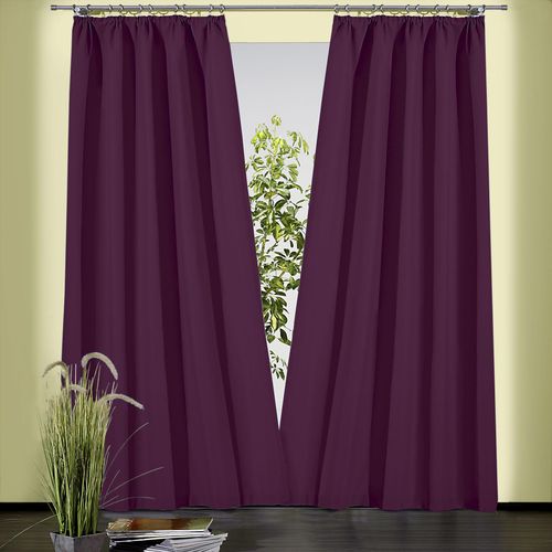 4005385827620 - Vorhang WECKBRODT Sento Gardinen Gr 150 cm Kräuselband 135 cm lila (aubergine) Kräuselband Gardine Gardine blickdicht Baumwolle matte Struktur unifarben