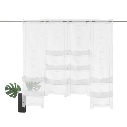 4005385821932 - Scheibengardine WECKBRODT Selina Gardinen Gr 120 cm Stangendurchzug 97 cm weiß Scheibengardinen transparent Gardine Hochraff Gardine Voile Stickerei bestickt transparent Raffung