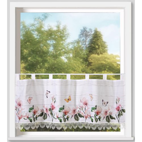 4005385836882 - Scheibengardine WECKBRODT Thalia Gr 1 bunt (multi) B120cm H45cm Satin Polyester Gardinen Bistro Gardine Satin floral geblümt blickdicht Makramee-Borte 4005385836882 - Scheibengardine WECKBRODT Thalia Gr 1 bunt (multi) B120cm H45cm Satin Polyester Gardinen Bistro Gardine Satin floral geblümt blickdicht Makramee-Borte
