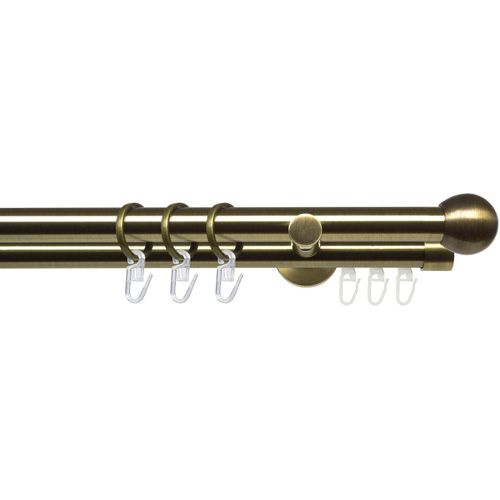 4016318377600 - Gardinenstange Stilgarnitur 20 mm Blues Kugel Gardinenstangen Gr L 120 cm Ø 2 mm 1 St 2 läufig grau (messingfarben) Gardinenstange Gardinenstangen Wandmontage Komplett