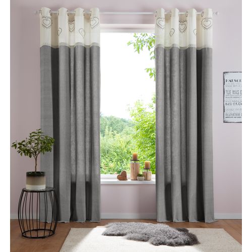 8904141211191 - Gardine HOME AFFAIRE Louis Gardinen Gr 225 cm Ösen 140 cm grau Landhaus Gardinen Gardine halbtransparent nachhaltig aus Bio Baumwolle einseitig bedruckt 8904141211191 - Gardine HOME AFFAIRE Louis Gardinen Gr 225 cm Ösen 140 cm grau Landhaus Gardinen Gardine halbtransparent nachhaltig aus Bio Baumwolle einseitig bedruckt