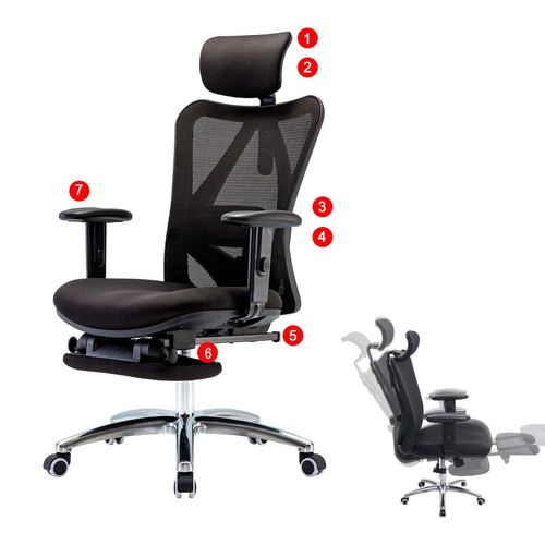 4057651532332 - Bürostuhl MCW-J86 Schreibtischstuhl ergonomisch verstellbare Lordosenstütze 150kg belastbar ~ mit Fußstütze schwarz