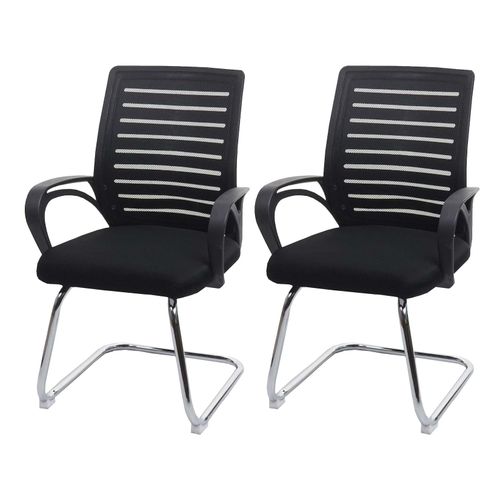 4057651289243 - 2er-Set Konferenzstuhl MCW-K51 Besucherstuhl Freischwinger 150kg belastbar Stoff Textil ~ schwarz