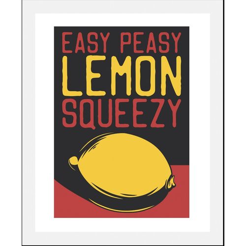 4067437336351 - Bild »Easy Peasy« Obst-Obst Bilder-Essen-Lebensmittel-Kunst-Schriftzug-Humor (1 St) HD Premium Poster-Druck inkl Holzrahmen