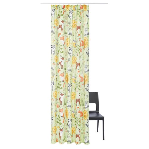 8966110117958 - Gardine LÜTTENHÜTT Waldtiere Gardinen Gr 175 cm Kräuselband 135 cm grün Landhaus Gardinen Gardine Nachhaltige Kindergardine einseitig bedruckt halbtransparent