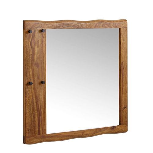 4255632516696 - Großer Wandspiegel aus Sheeshamholz Natürliches modernes Design 80x80 cm