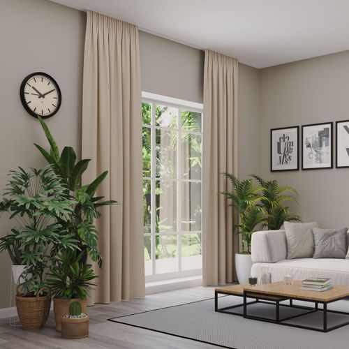 4006470545801 - Vorhang NEUTEX FOR YOU INSULA Nach Maß beige (dunkelbeige) B137cm H290cm Polyester Gardinen Uni-Dimout für starke Verdunklung nach Maß
