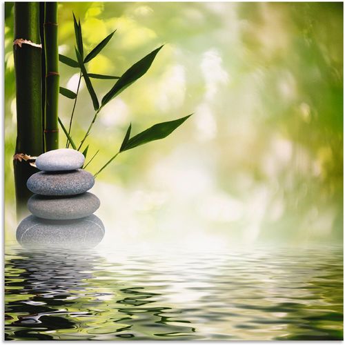 4062144003947 - Wandbild ARTLAND Asiatische Spa Steine Bilder Gr B H 70 cm x 70 cm Alu-Dibond-Druck Spa 1 St grün Bild Metallbild Metallbilder Bilder als Alubild Leinwandbild Wandaufkleber oder Poster in versch Größen