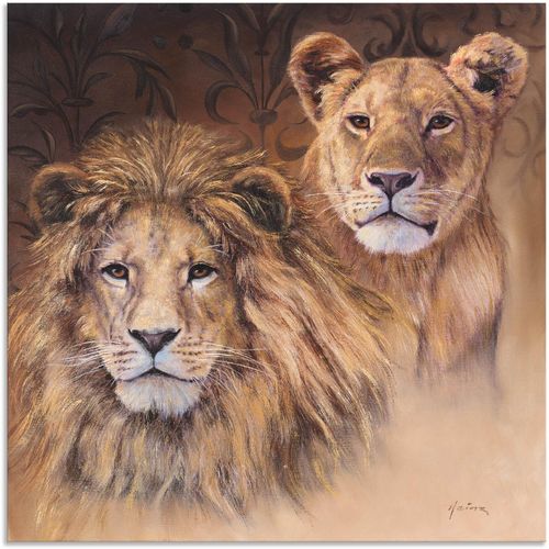 4057738384700 - Wandbild ARTLAND Löwen Bilder Gr B H 30 cm x 30 cm Alu-Dibond-Druck Wildtiere 1 St braun Bild Metallbild Metallbilder Bilder als Alubild Leinwandbild Wandaufkleber oder Poster in versch Größen