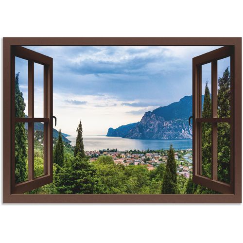 4062144599617 - Wandbild ARTLAND Gardasee durchs braune Fenster Bilder Gr B H 130 cm x 90 cm Alu-Dibond-Druck Seebilder Querformat 1 St grün Kunstdrucke als Alubild Leinwandbild Wandaufkleber oder Poster in versch Größen 4062144599617 - Wandbild ARTLAND Gardasee durchs braune Fenster Bilder Gr B H 130 cm x 90 cm Alu-Dibond-Druck Seebilder Querformat 1 St grün Kunstdrucke als Alubild Leinwandbild Wandaufkleber oder Poster in versch Größen